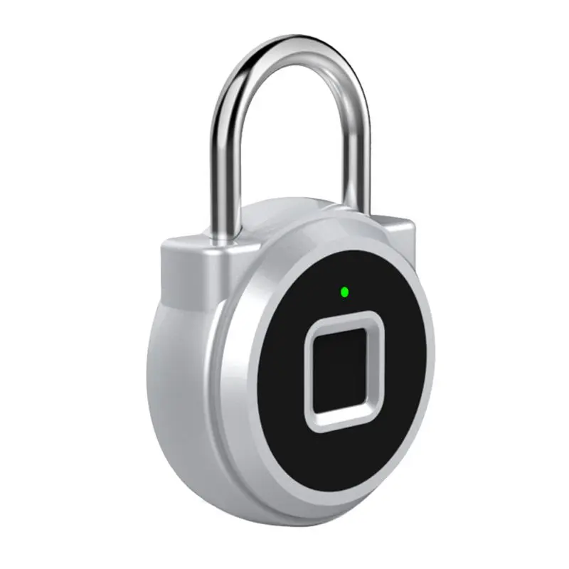 P10 Mini USB Перезаряжаемый велосипедный Серебряный Умный Замок, работающий по отпечатку пальца с светодиодный индикатором