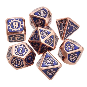 

7pcs/set Blue Metal Dice Polyhedral Digital Dice For DND RPG MTG Role Playing and Tabletop Board Game Dice Set