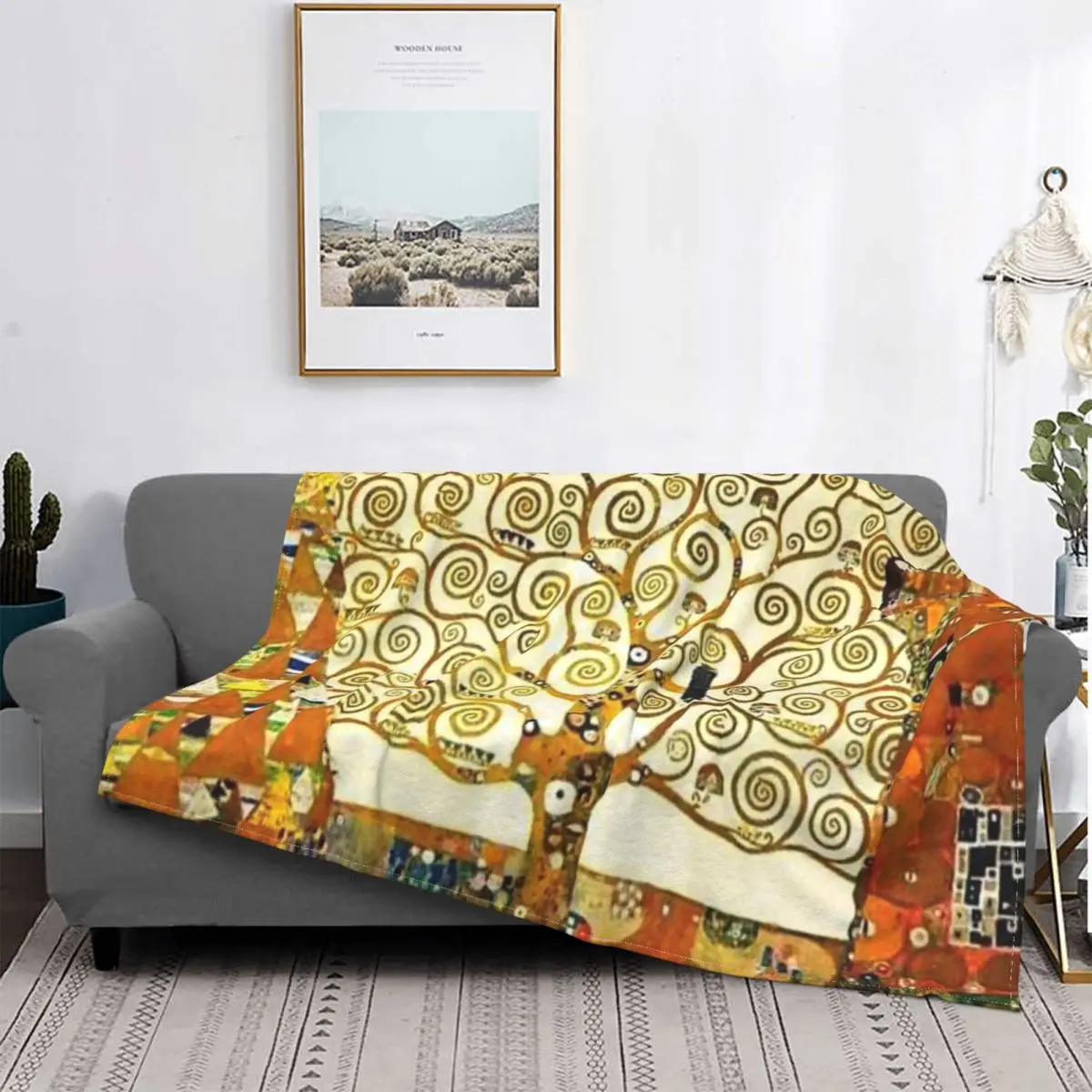 

Gustav Klimt The Tree Of Life Blanket Flannel Printed Breathable Lightweight Throw Blanket for Bed Office Rug Piece