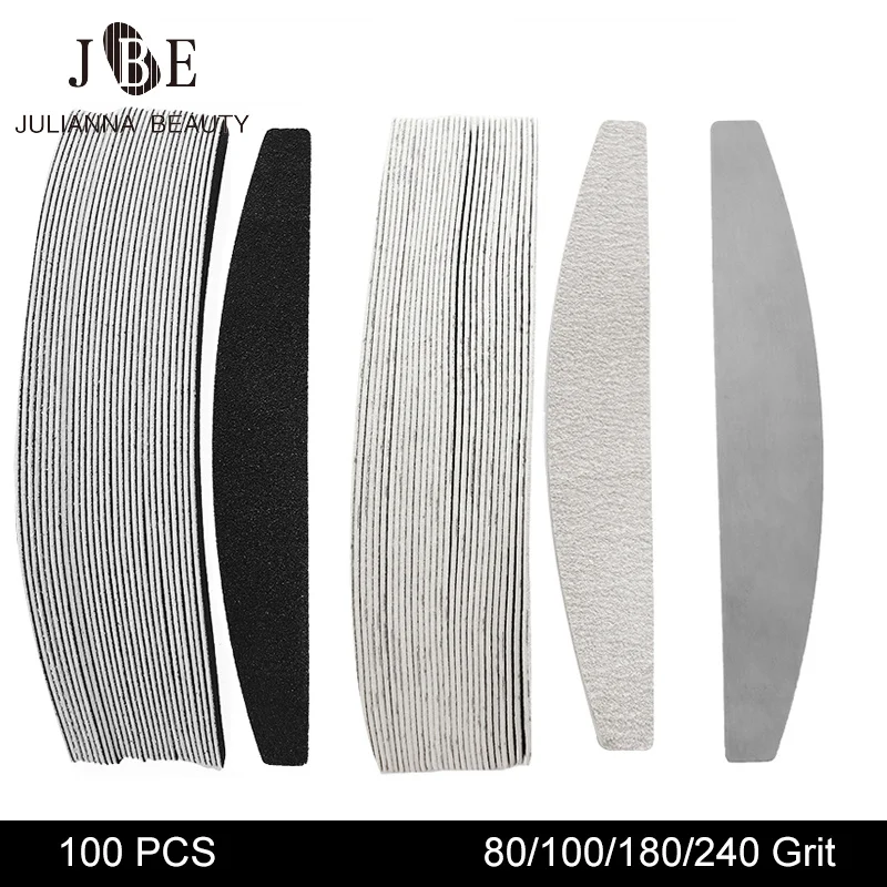 100PCS 금속 네일 파일 100/180/240 스테인레스 스틸 핸들 교체 샌딩 파일..