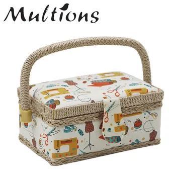 

Small Fabric Sewing Basket Needle Thread Storage Box with Sewing Tool Kits Household Needlework Sewing Box Organizer Mother Gift