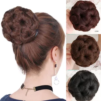 

LUPU Curly Flowers Chignon Synthetic Hair Extension Hairpieces Roller Clip in Fake Hair For Women Heat Resistant Fiber