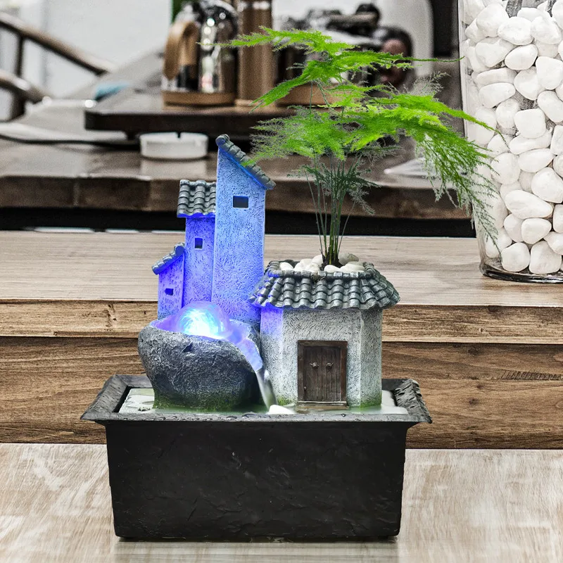 В форме домика фонтан воды изделия бонсай гостиной водной пейзаж фэн шуй офисные Обои для рабочего стола для домашнего свадебного украшения подарки