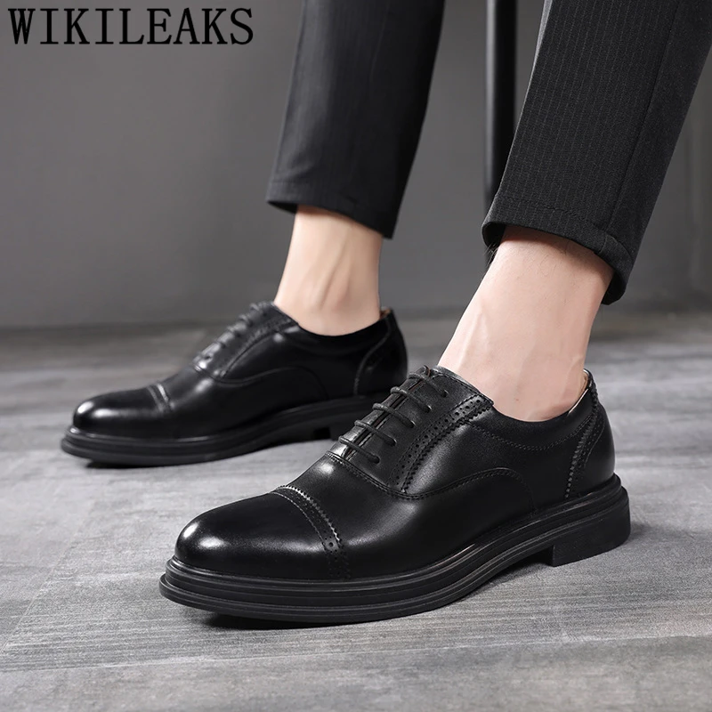 mens formal shoes genuine leather coiffeur wedding dress brogue shoes men classic evening dress oxford shoes for men brown dress