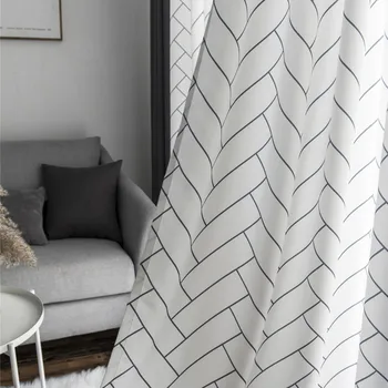 

Modern simple semi-shading curtain floor texture printing design curtain for living room bedroom Japanese drapes AG368#4