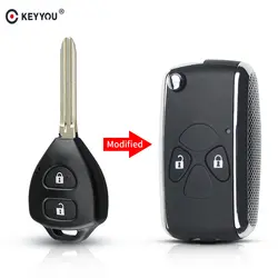 KEYYOU изменение 2/3/4 кнопки Складной флип удаленный ключевой Shell для Toyota Camry Corolla RAV4 Yaris Сияющий брелок случае Toy43 лезвие