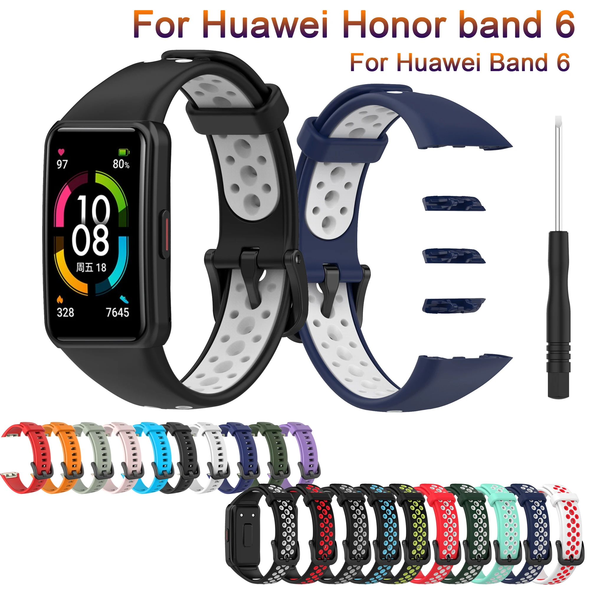 Soft Silicone Band Straps For Huawei Band 6 Smart Watch Wristband Replacement Smart Watch Strap For Huawei Honor Band 6 Correa