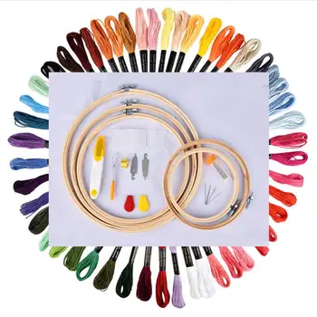 

Embroidery Starter Kit Including 50 Colors Embroidery Threads Embroidery Hoops Needle Cross Stitch Tool Kit For Beginners