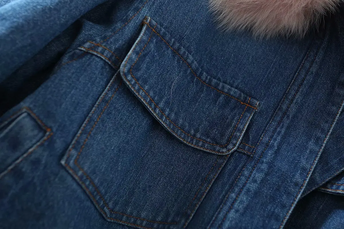 Харадзюку рукав летучая мышь куртка-бомбер для женщин теплый Лисий меховой воротник зимние пальто женские джинсовые толстовки свободная