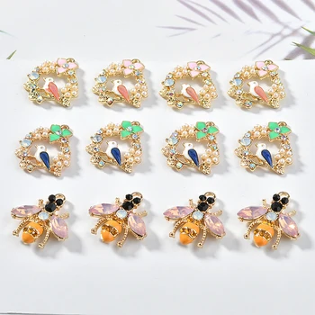 

New Jewelry DIY Charms 20pcs/Lot Gold Tone Plated Crystal Rhinestone Alloy Animal Bird Bee Pendant Charms Earring Ornament Craft