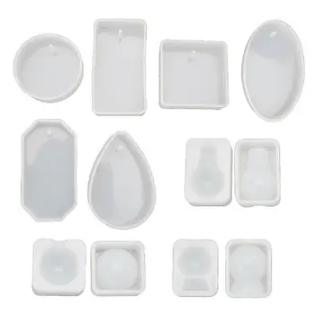 

9 Shapes Pressed Flower Pendant Resin Mold Silicone Resin Mould Pendant Jewellery Molds with Hanging Hole Jewelry Making