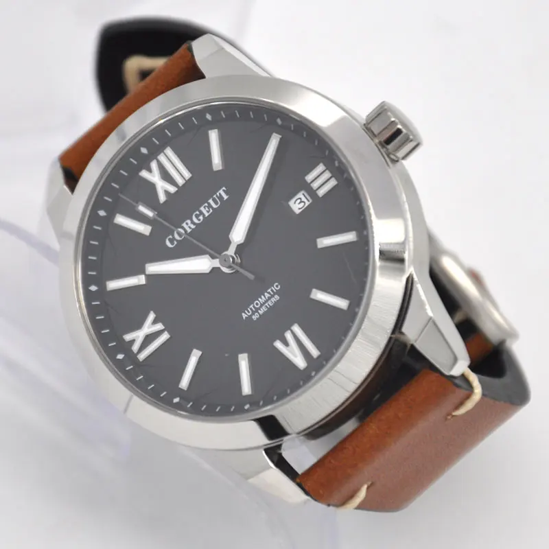 

Corgeut 41mm 316 ss case black Luminous dial seagull mens Automatic mechanical Wristwatches waterproof calendar sapphire 20 news