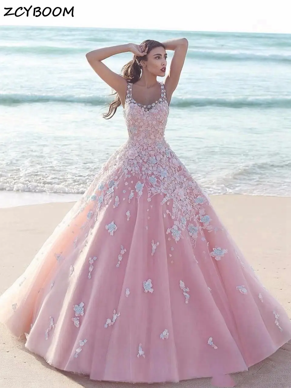 Pink Quinceanera Dresses Ball Gown Tulle 15 Anos Formal Party Robe Sweet 18 Vestidos Elegant Princess 16 Long Prom Dress