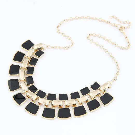 

Export New Style Necklace Europe And America Night Club Style Retro Oil Drop Multistory Necklace Square Choker Accessories