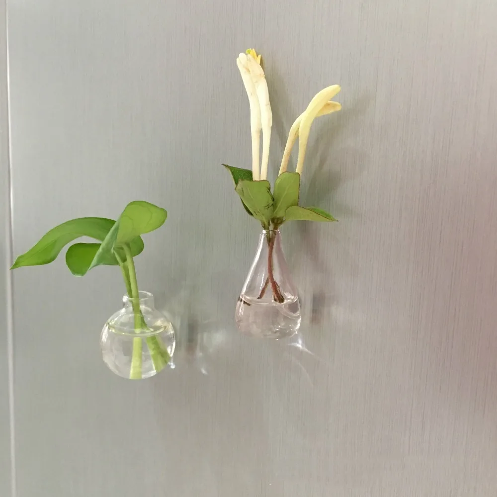 Мини-керамическая ваза магнит для холодильника DIY фарфоровая бутылка магнит для холодильника наклейки для сообщений Цветочная зелень на декор для гостиной