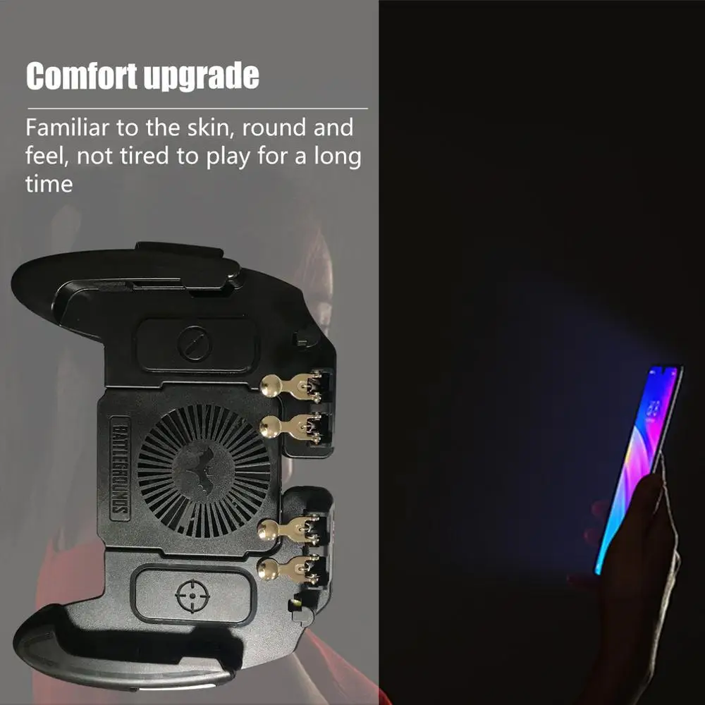  M11 Six Finger PUBG Game Controller Gamepad Trigger Shooting Free Fire Cooling Fan Gamepad Joystick