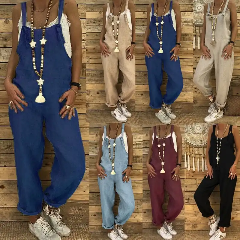 womens linen bib overalls