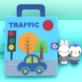 

DIY Craft Kits Quiet Books Funny Traffic Theme Cloth Book Toys Mommy Sewing Felt Kit Vehicle Picture Book My First Book For Baby