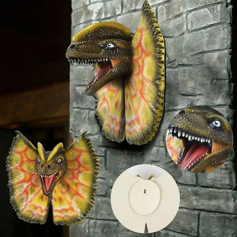 Wall Mounted Dinosaur Bust Head Sculpture Hanging Life-Like Figurine Latex Foam Art Home Decoration | Дом и сад