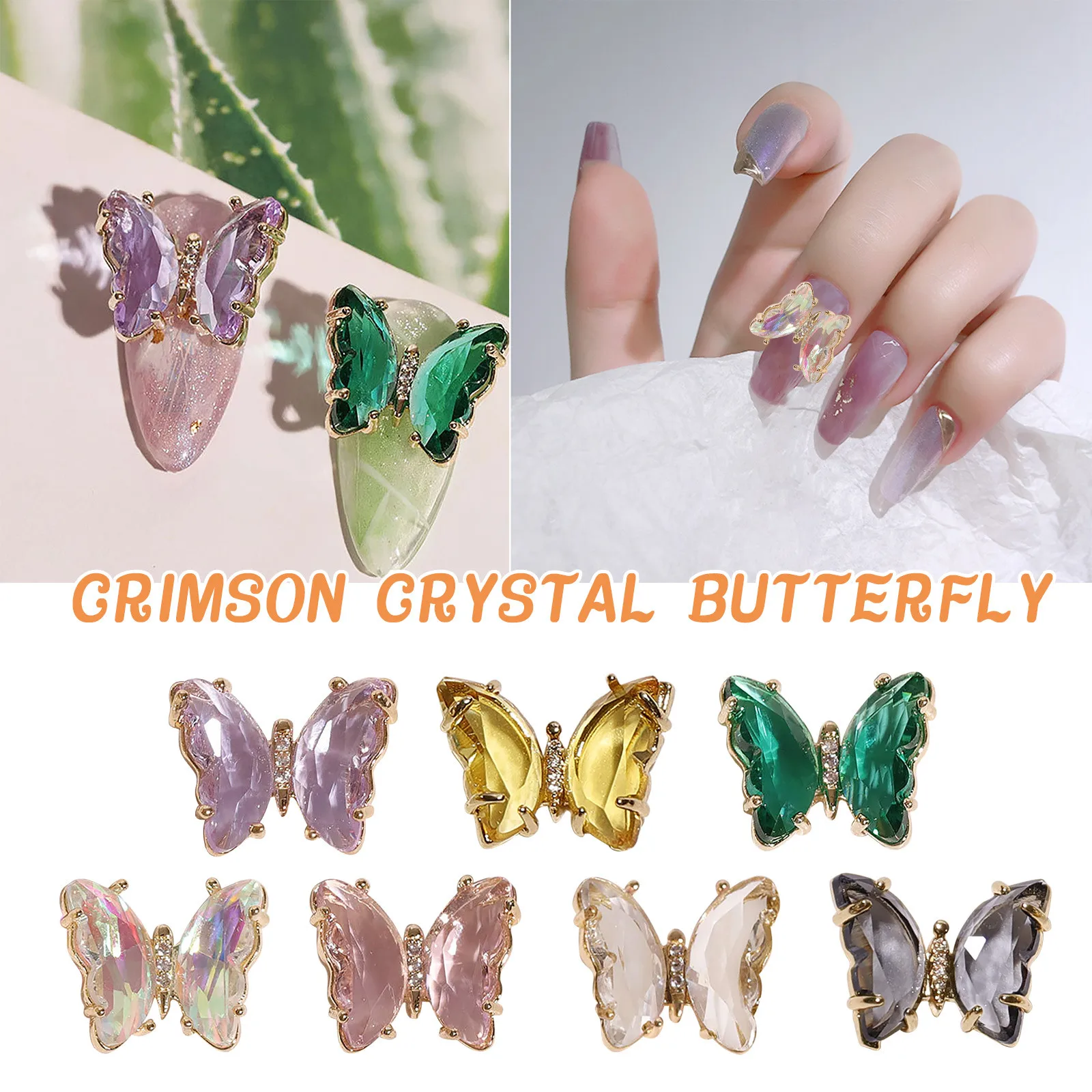 Shiny Crystal Butterfly 3D Nail Art Decorations Charm Diamond Glass Alloy Flat Base DIY Jewelry Manicure Design Accessories 2021 | Красота и