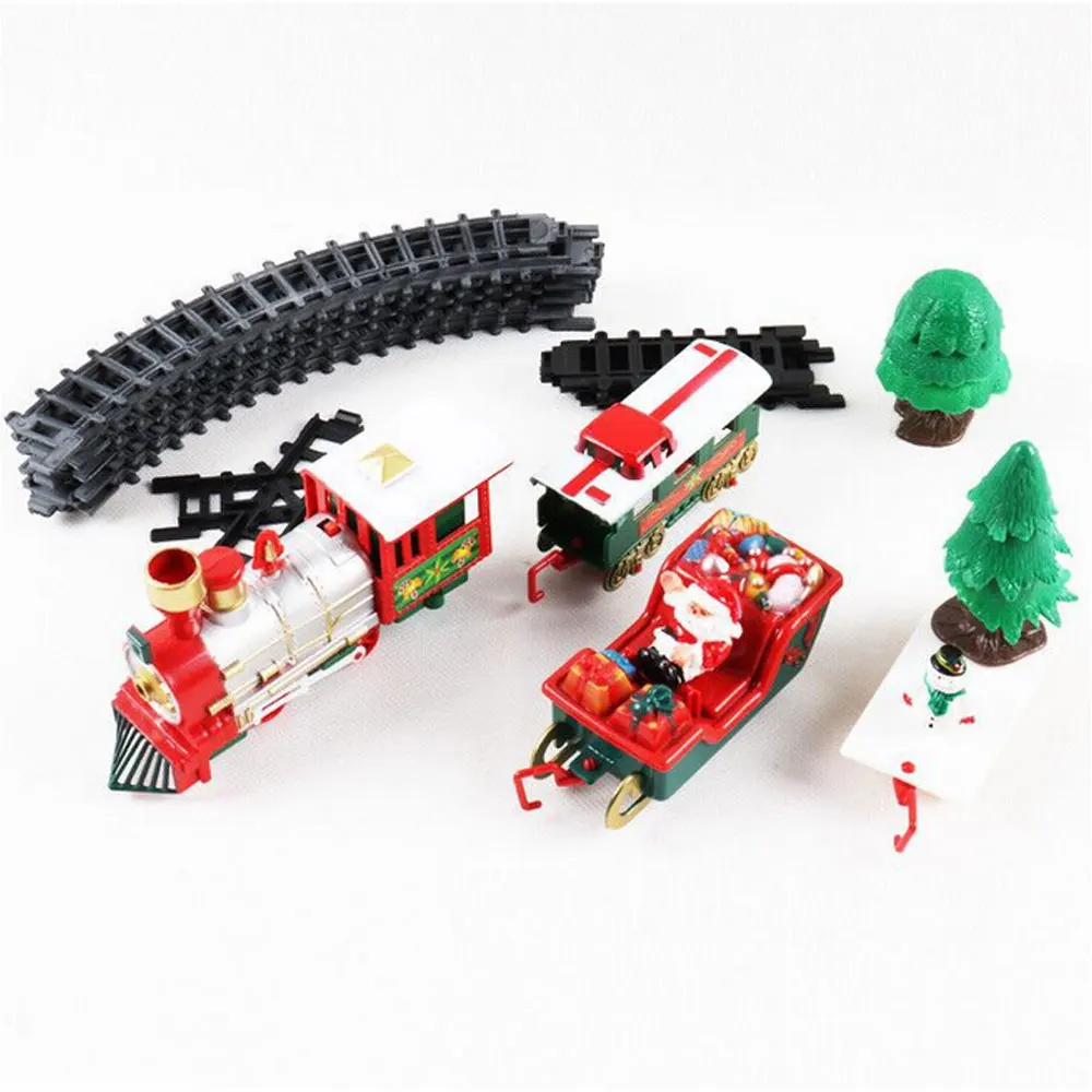 Электрический Ретро Рождественский поезд классический железнодорожные дорожки автомобиль с музыкой игрушки подарок для детей