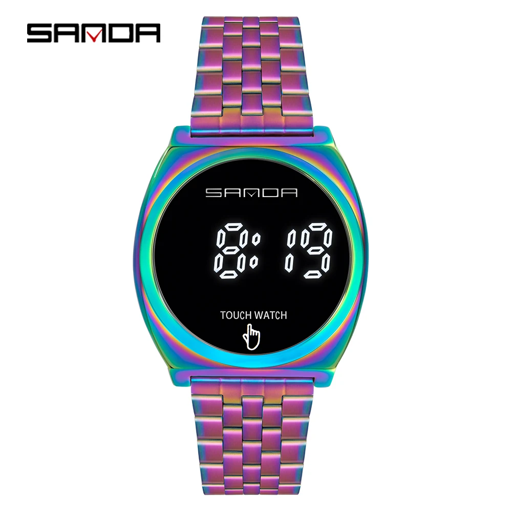 SANDA brand trend fashion personality men's and women's watches multi-function single touch sports electronic watch alarm,