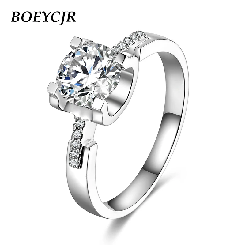 BOEYCJR 925 серебро 1ct/2ct/3ct F цвет Moissanite VVS обручальное свадебное кольцо с бриллиантом с национальным сертификатом для женщин