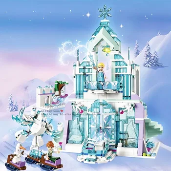 

In stock lepining Friends 848pcs Snow Queen Anna Magical Ice Castle girls Building Blocks Bricks Toys