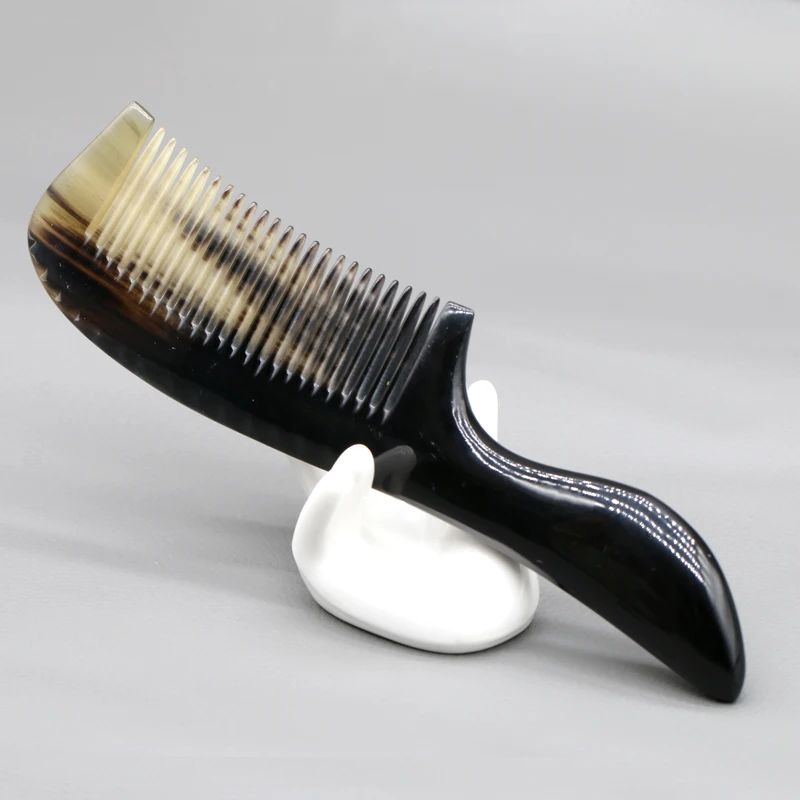 Natural Yak Horn Swallowtail Handles Fine Tooth Comb Hair Straighter Comb Anti-Static Hair Massage Brush 2