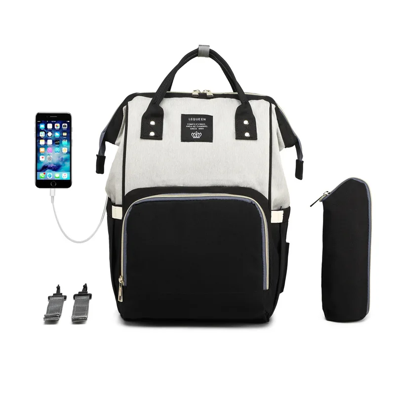 Водонепроницаемая сумка для детских подгузников с интерфейсом USB большая детская сумка для пеленания дорожный рюкзак для беременных для мам сумки для кормления - Цвет: B