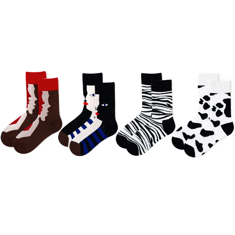 Jerrinut носки женские Веселые забавные с принтом художественные теплые носки для зимы с отстрочкой лица Хлопок Мода Harajuku Необычные носки 1 пара
