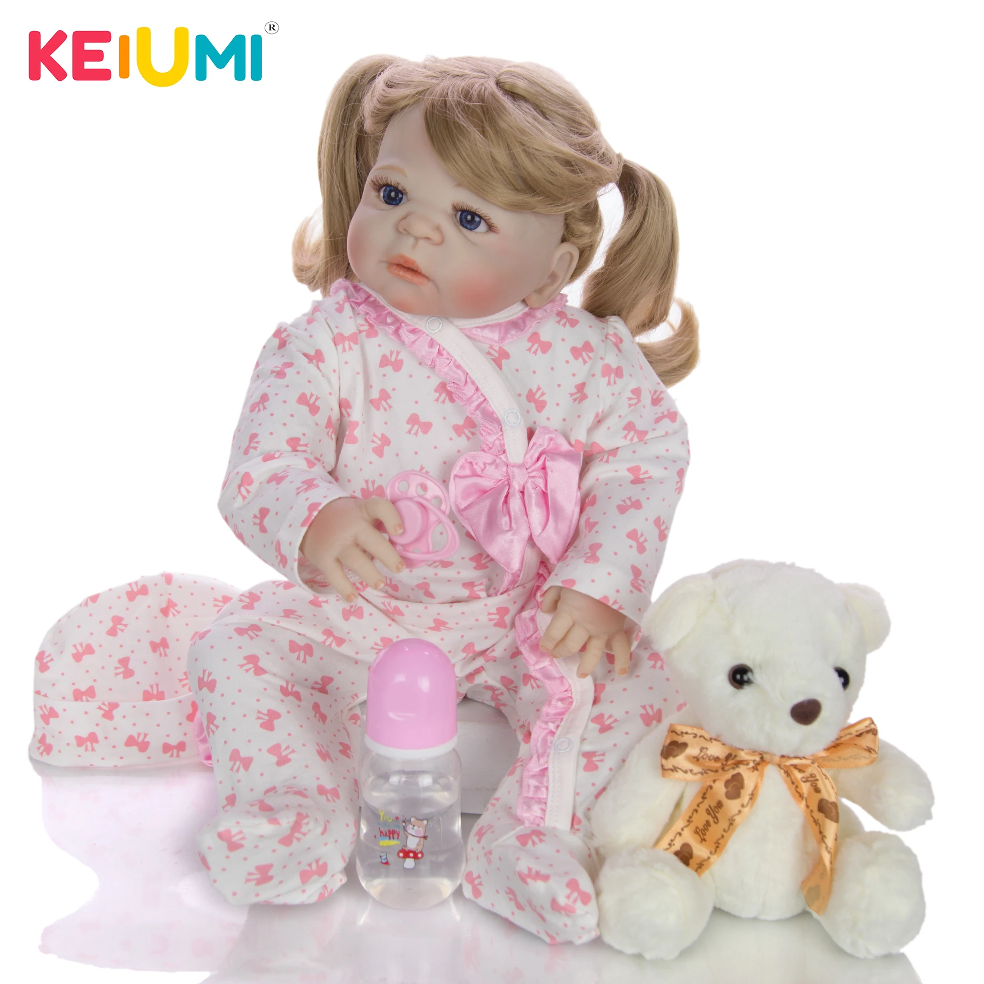 KEIUMI новинка 23 дюйма возрожденная девочка коренастая кукла волосы полное тело