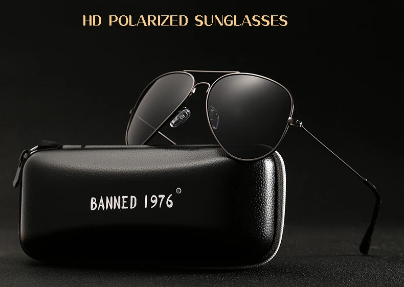 big frame sunglasses BANNED 1976 Classic HD Polarized Metal frame Aviation Sunglasses Designer Women Men Feminin Brand Name Oculos Vintage Glasses oversized sunglasses