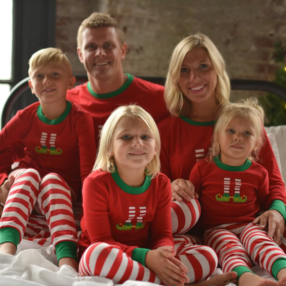 

Pyjamas Christmas Family PJs Matching Set Dad Mum Cheeky Little Elves Xmas