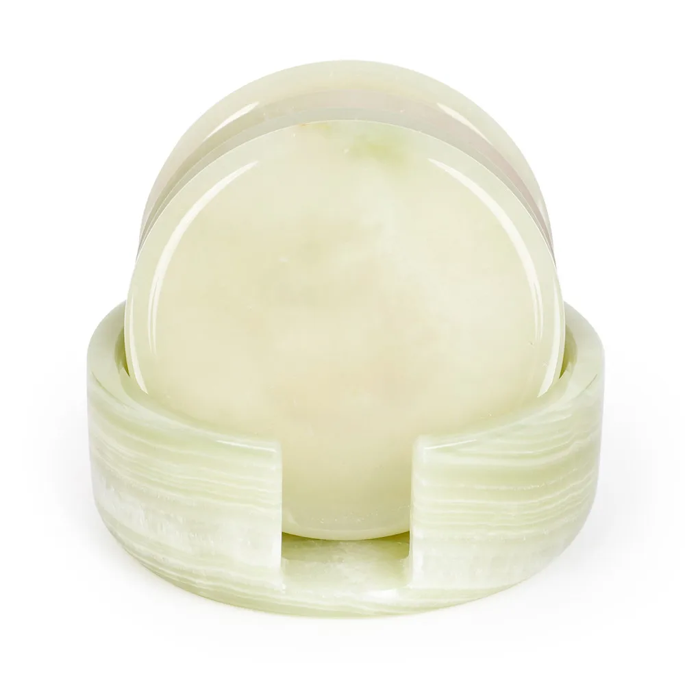 

4 Pcs/Set Natural Stones Hot Coaster Jade Quartz Cup Pad Slip Insulation Pad Cup Mat Pad Hot Drink Holder