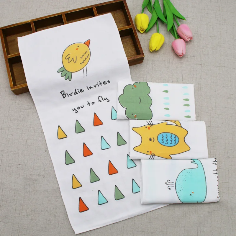 

Four Layer Combed Cotton Gauze CHILD'S Towel Infants Small Tower Cartoon Printed Bibs Baby Separated Handkerchief