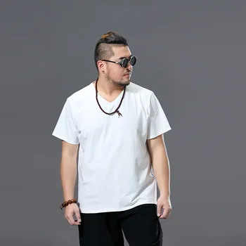 

cotton male big v-neck t shirt solid color fat guy plus size men's Casual short-sleeve T-shirt M-9XL big summer shirts 9 colors