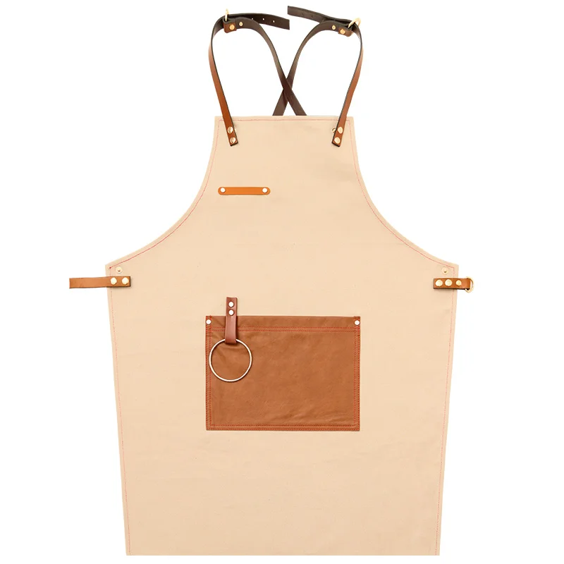 Denim apron canvas custom logo milk tea coffee shop restaurant nail art Korean oil painting men and women overalls