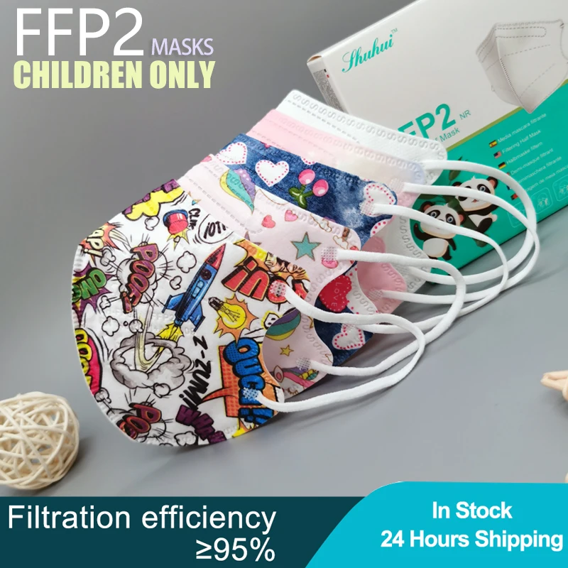 Mascarilla FFP2 de unicornio para niños, máscara respirador de 5 capas, gruesa, 2-9 años, EN 149, CE1463