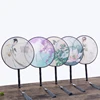 Chinese Style Round Fan with Wooden Handle Portable Printed Vintage Fan Dance Wedding Chinese Style Round Fan with Wooden Handle