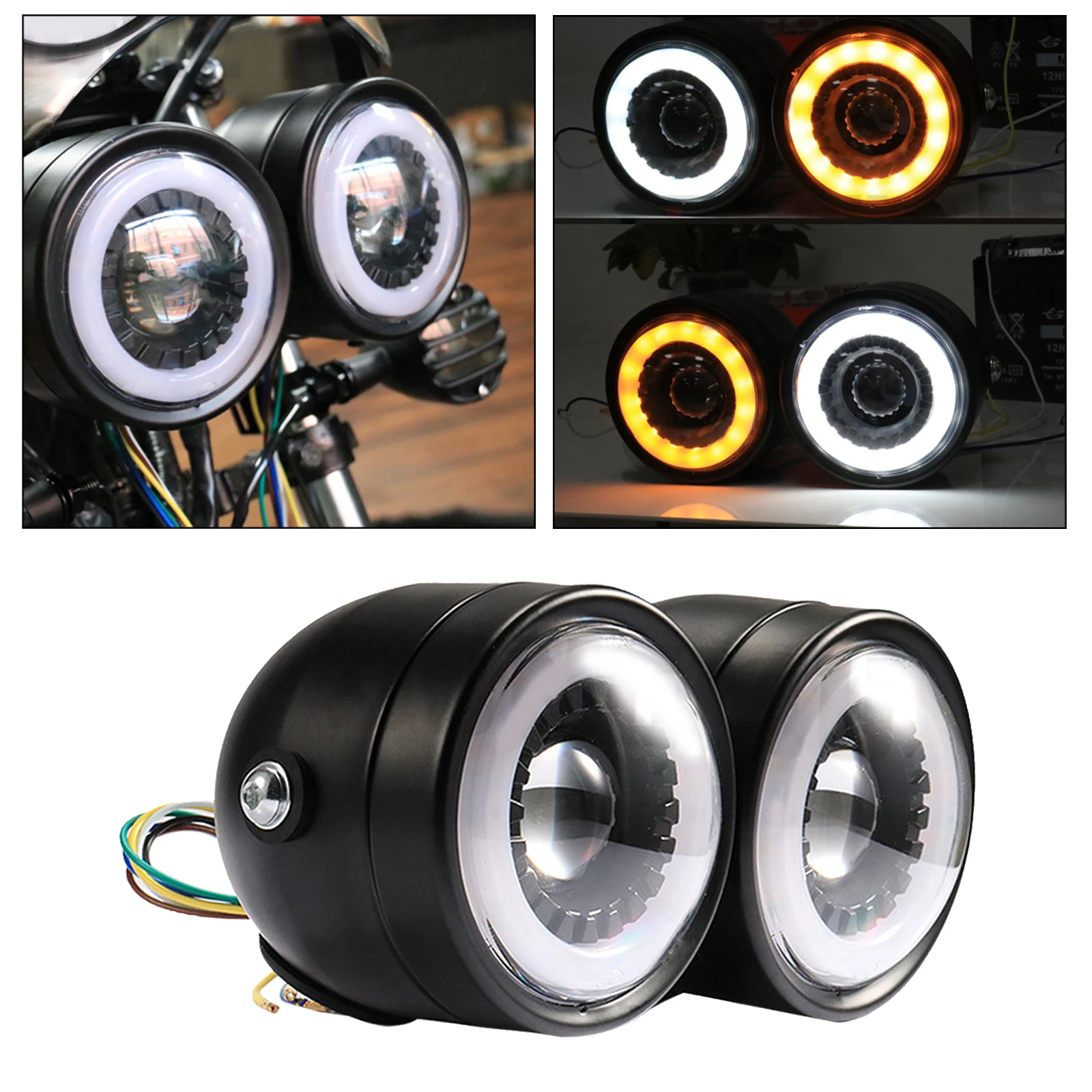 Motorcycle Twin Headlight 35w Double Head Lamp Drive Light Universial