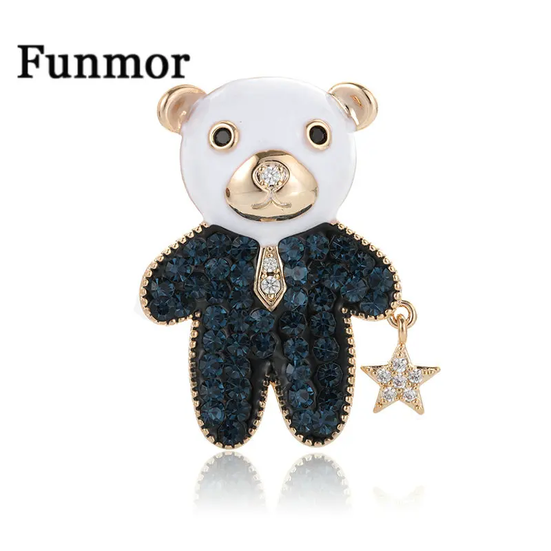 Funmor прекрасный медведь Брошь медные булавки животное с AAA циркон ювелирные