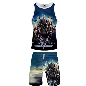 

Vikings Tv Series Two Piece Set Men 3D Pattern Print Vikings 2 Piece Vest Set Jerseys Harajuku Summer Clothing Free Shipping