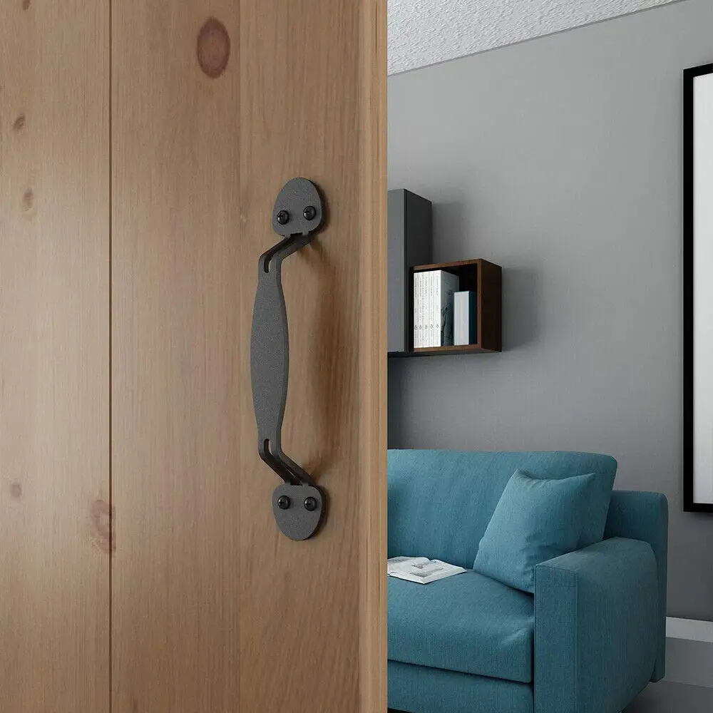 

9-5/8in Matte Black Sliding Barn Door Side Mount Pull Handle Mushroom Style Set of 2