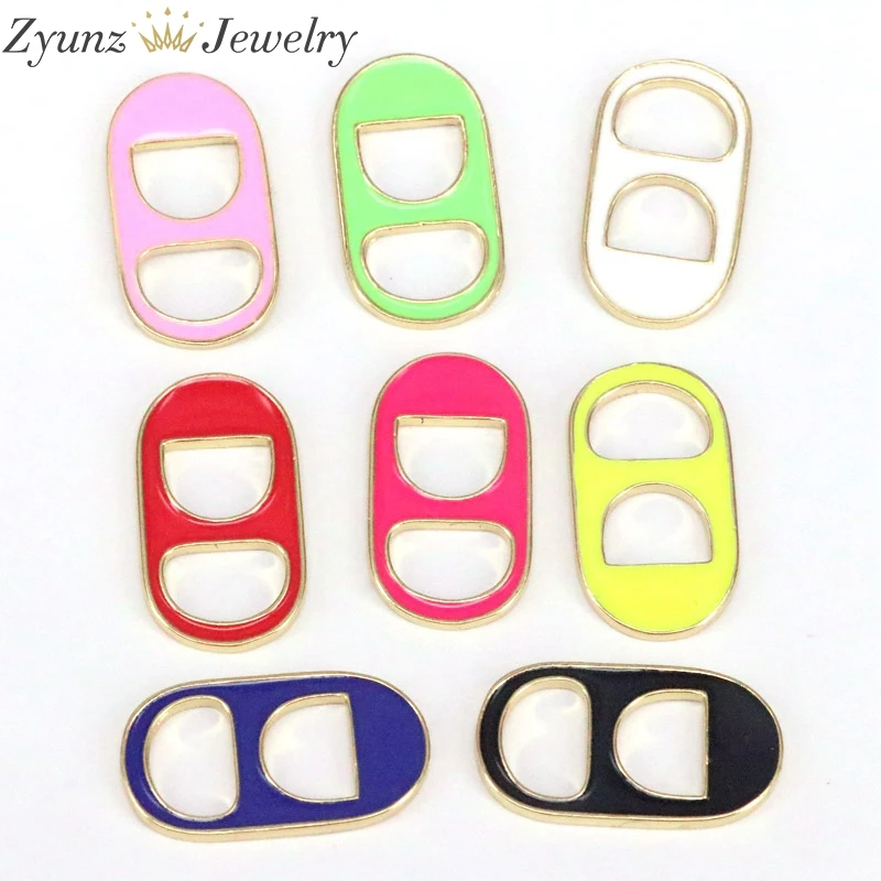 Multicolored Enamel Soda Pop Tabs Gold Plated Charms  Pendants DIY Jewelry Necklace or Bracelet