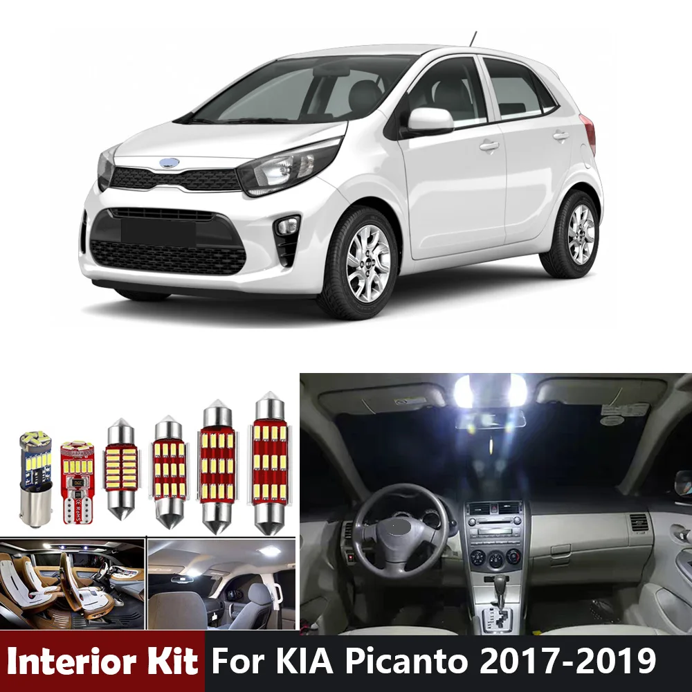 6Pcs White Canbus Led Bulbs Interior Light For KIA Picanto 2017 2018 2019 (for NO Sunroof model) Map Trunk License Plate | Автомобили и