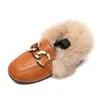 JGVIKOTO Brand Autumn Winter Girls Shoes Warm Cotton Plush Fluffy Fur Kids Loafers With Metal Chain Boys Flats Children Loafers ► Photo 2/6