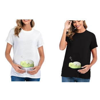 

Baby Printed Maternity T-Shirt Short Sleeve Tops Belly T Shirt Clothes for Pregnant Women Pregnancy Tees Tops