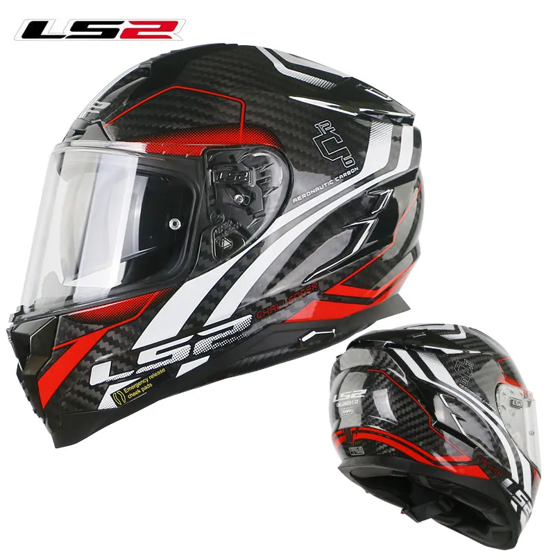 LS2 FF327 Serat Karbon Penantang Wajah Penuh Sepeda Motor Helm Capacete LS2  Helemt dengan Batin Sun Len Pria Wanita Balap Casco moto|Helm| - AliExpress