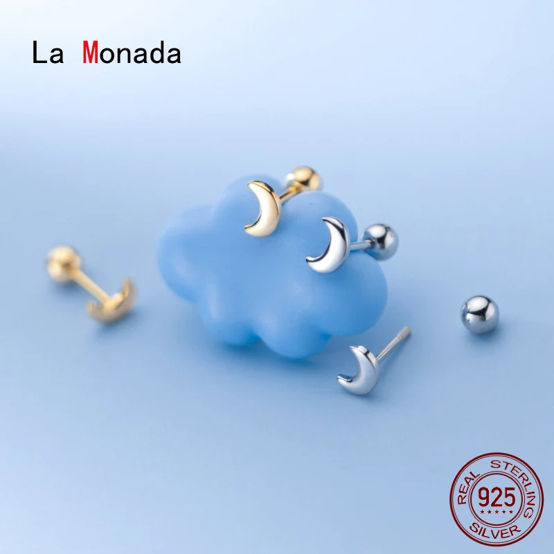 Серьги-гвоздики La Monada в минималистическом стиле женские серебро 925 пробы